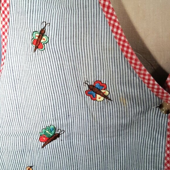 Vintage 90s Womans Vest Plus 24W Blue Pinstriped Gardening Garden - Picture 8 of 9